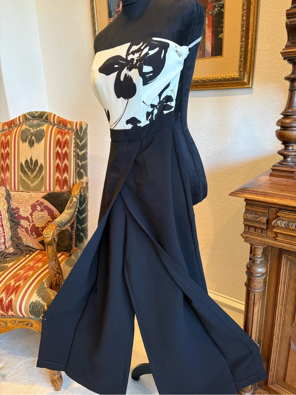White House Black Market Black Strapless Wide-Leg Jumpsuit - 10 - Picture 3 of 8